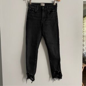 AGOLDE Women's 27 Black Distressed Sophie Crop Jeans Mid/High Rise Waist Skinny